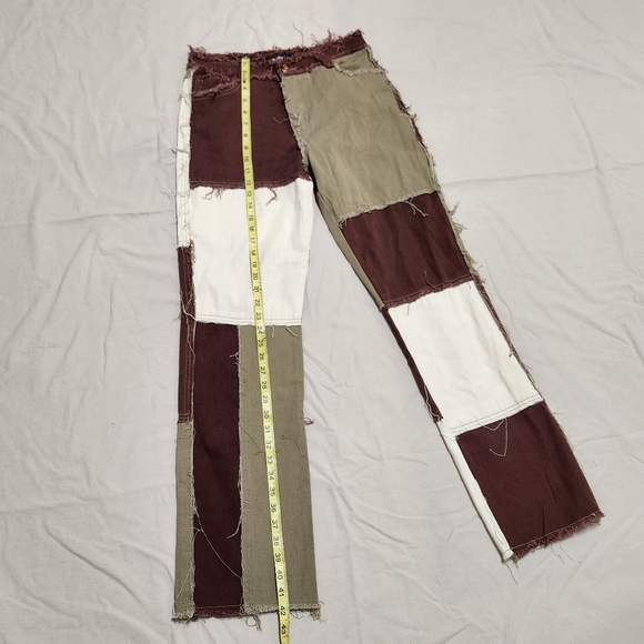 NWT Jaded London Brown Patchwork Denim Jeans - Picture 6 of 9